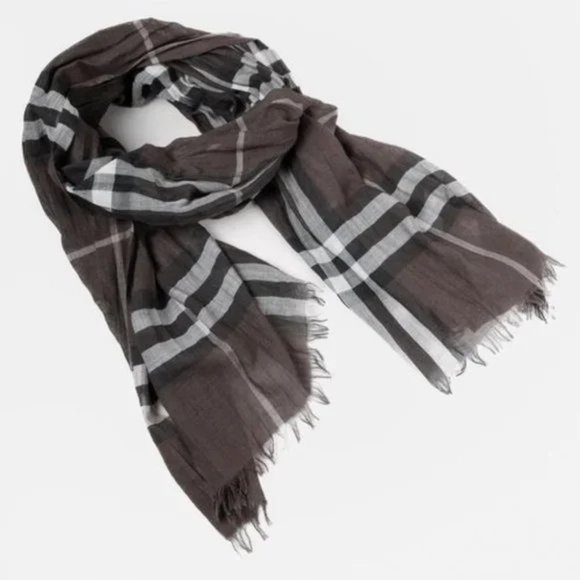 Burberry Grey House Check Silk Scarf - Picture 1 of 4